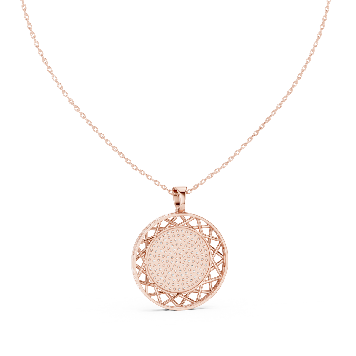 Modern Rose Gold Diamond Circle Necklace