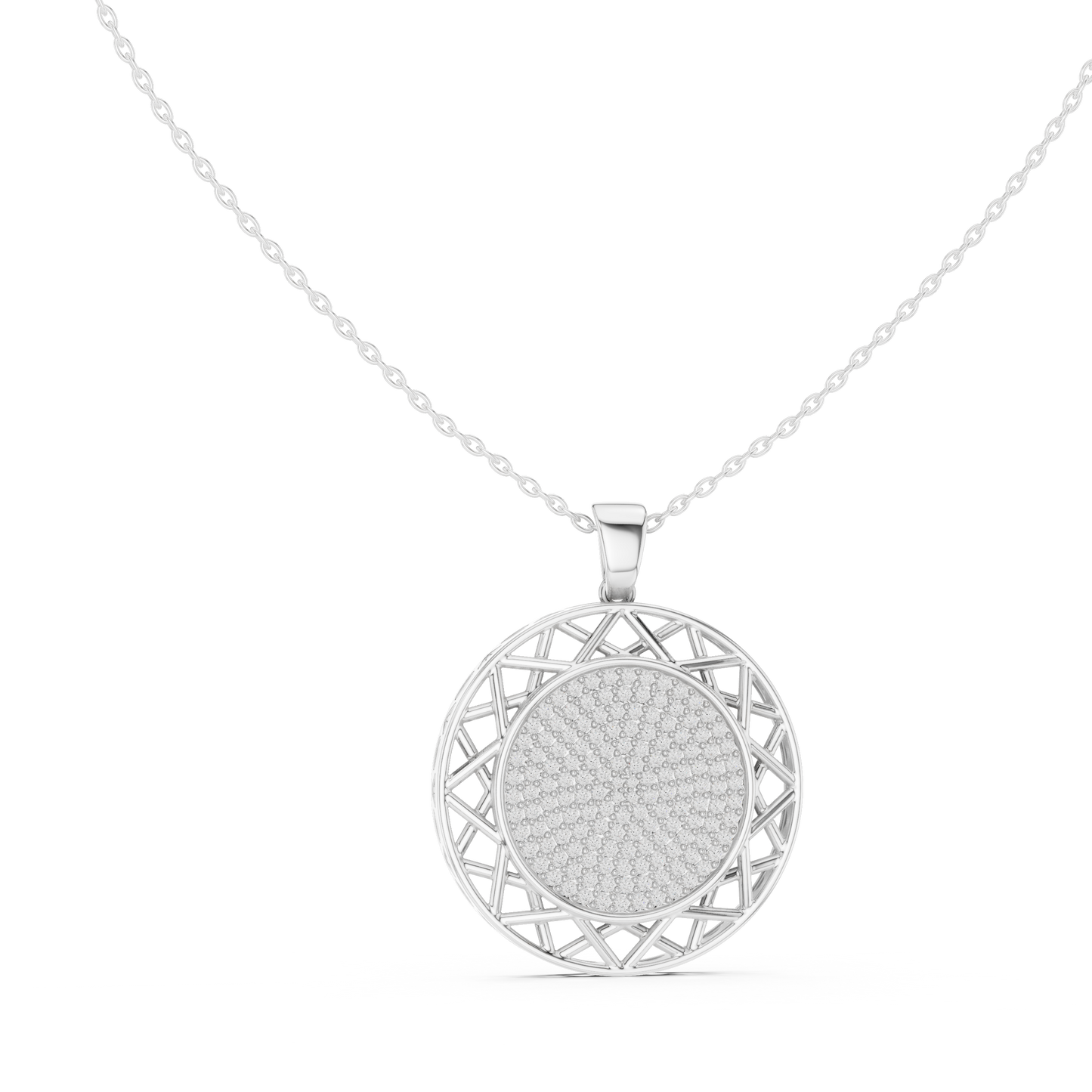 Modern Rose Gold Diamond Circle Necklace