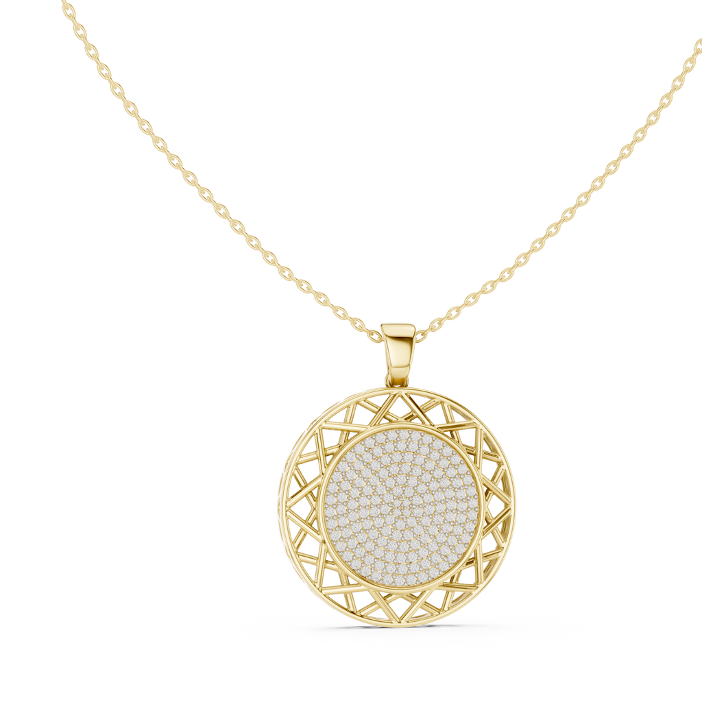 Modern Rose Gold Diamond Circle Necklace
