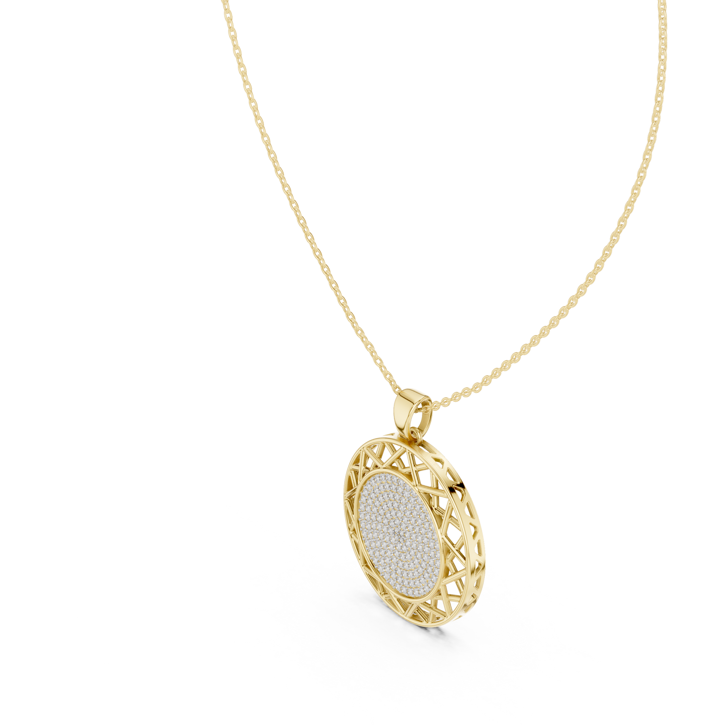 Modern Rose Gold Diamond Circle Necklace