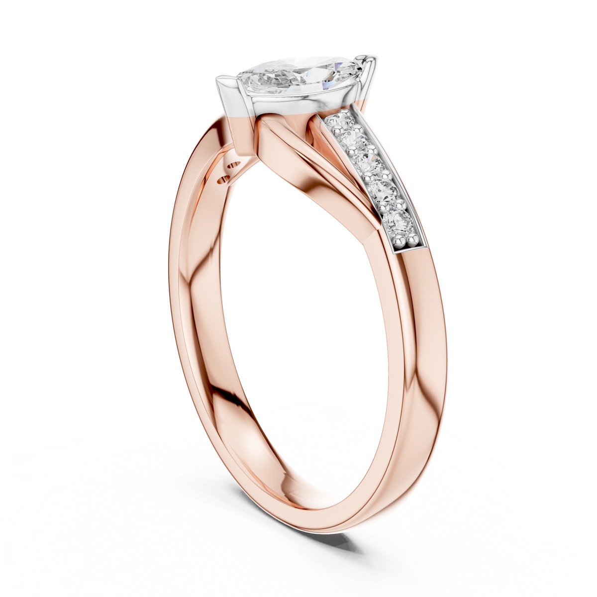 Modern Twist Marquise Solitaire Diamond Ring