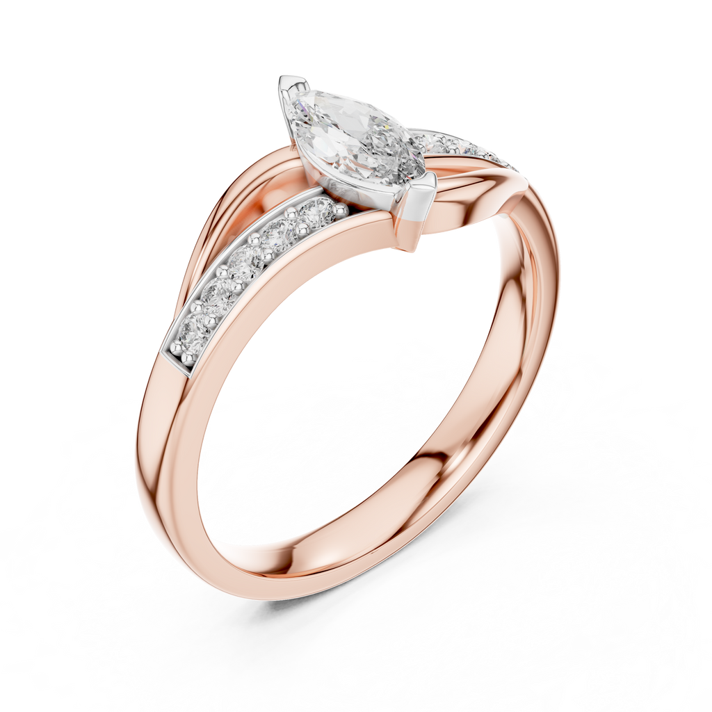 Modern Twist Marquise Solitaire Diamond Ring