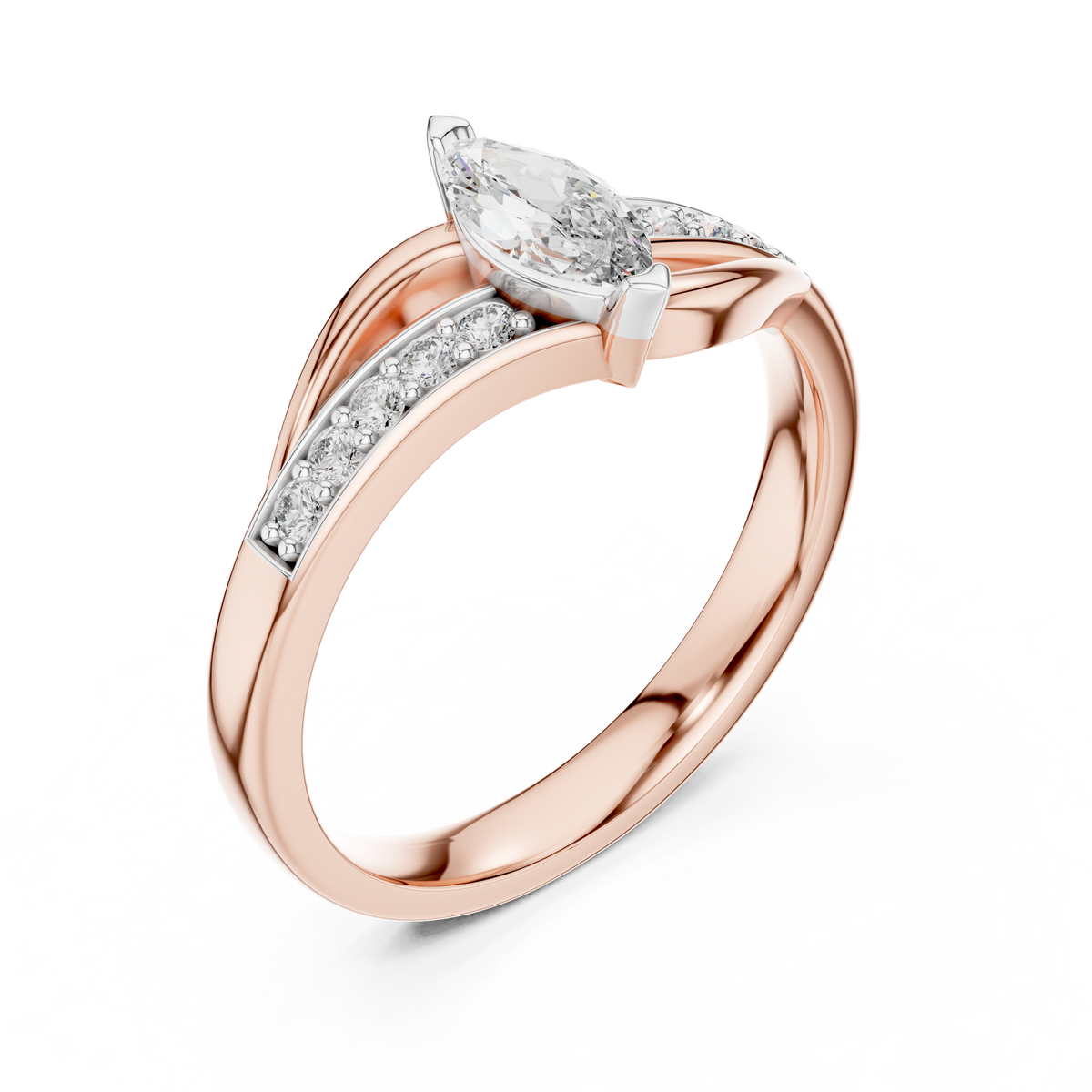Modern Twist Marquise Solitaire Diamond Ring