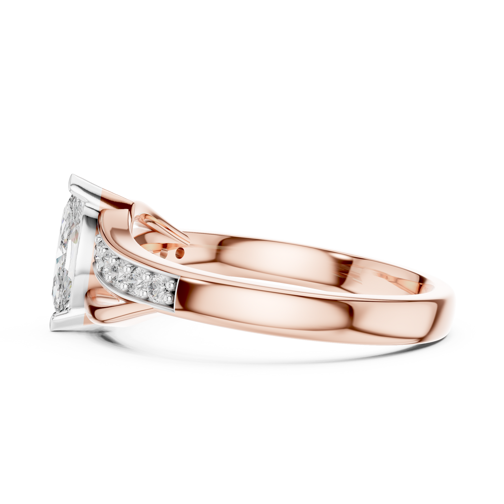 Modern Twist Marquise Solitaire Diamond Ring