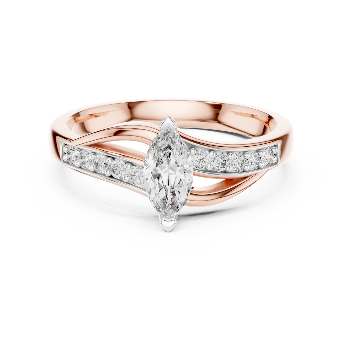 Modern Twist Marquise Solitaire Diamond Ring