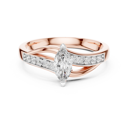 Modern Twist Marquise Solitaire Diamond Ring