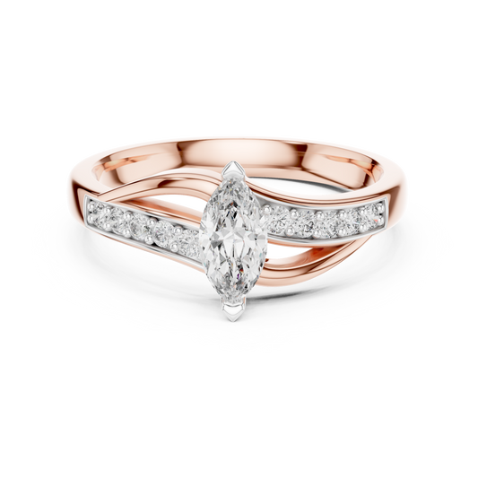 Modern Twist Marquise Solitaire Diamond Ring