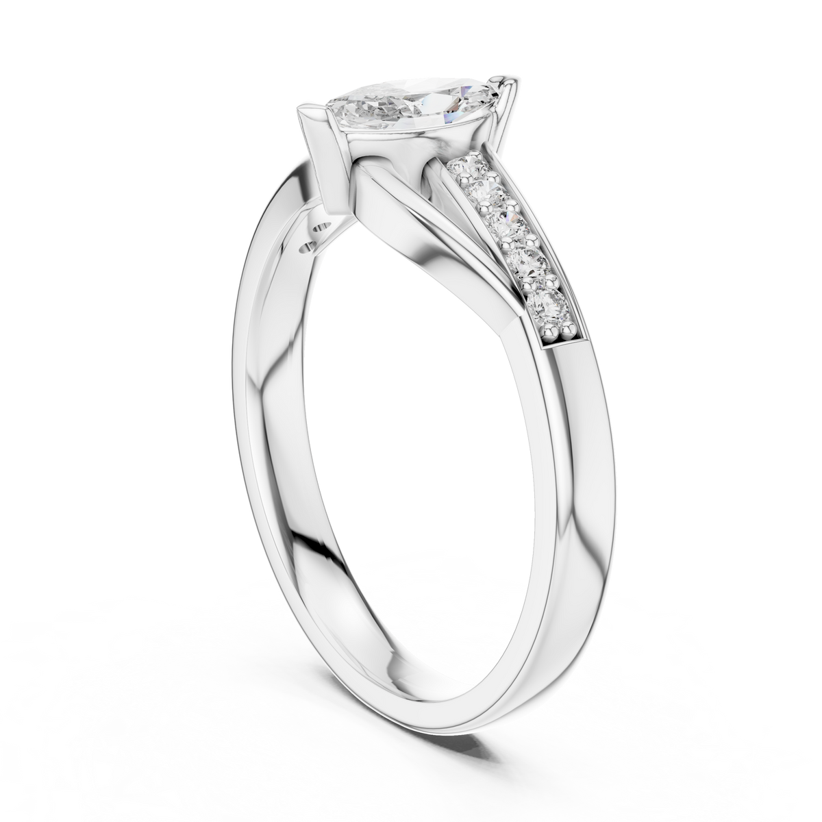 Modern Twist Marquise Solitaire Diamond Ring
