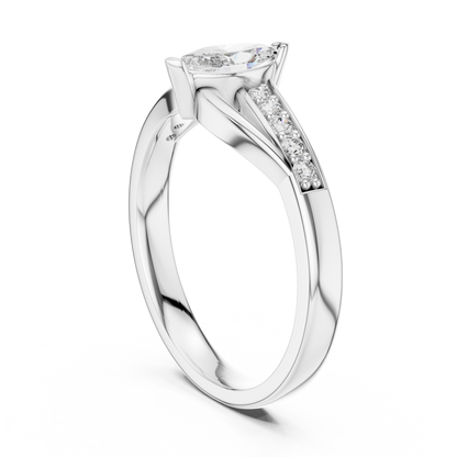 Modern Twist Marquise Solitaire Diamond Ring