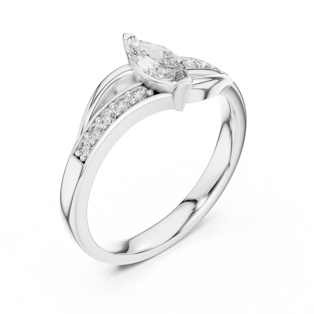 Modern Twist Marquise Solitaire Diamond Ring