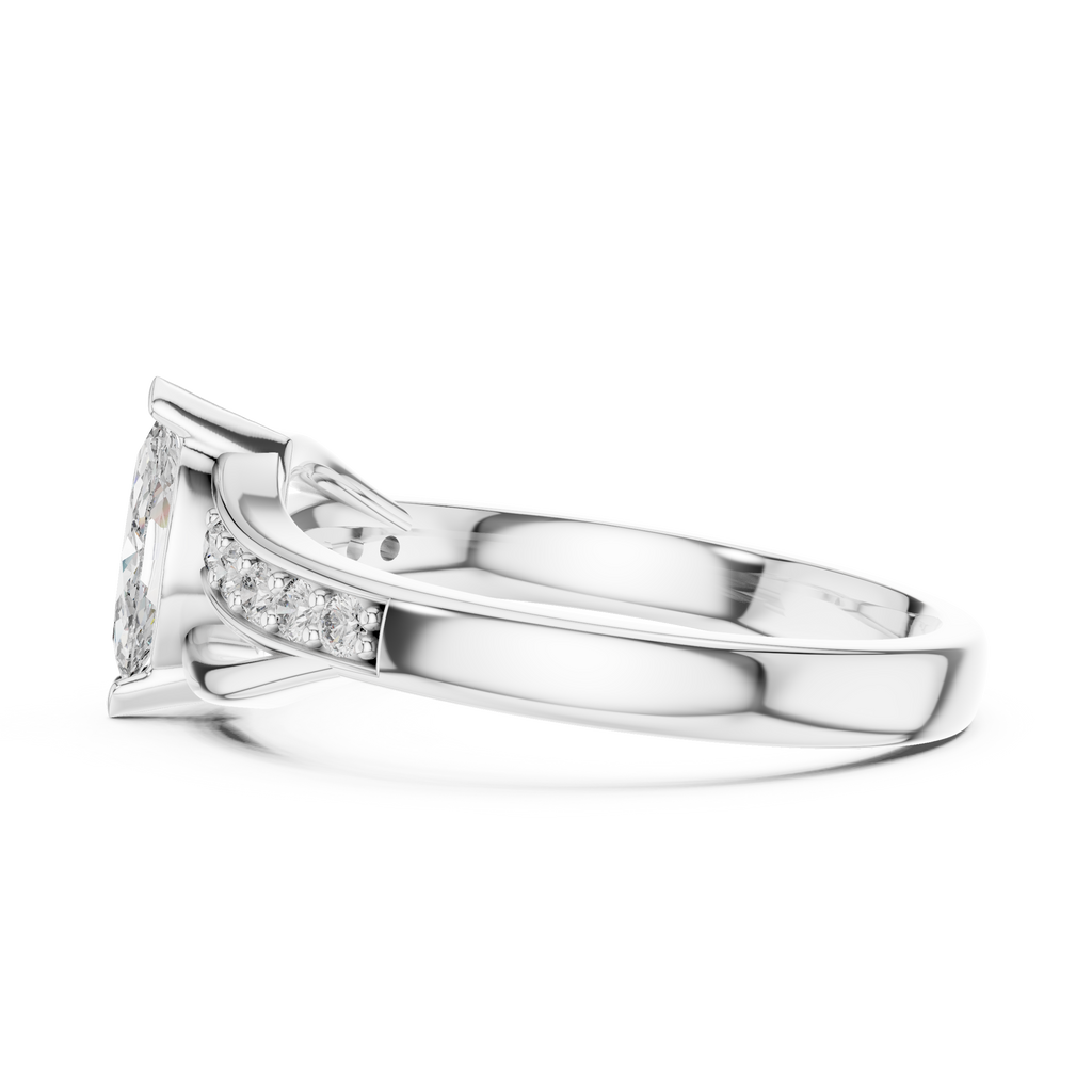 Modern Twist Marquise Solitaire Diamond Ring