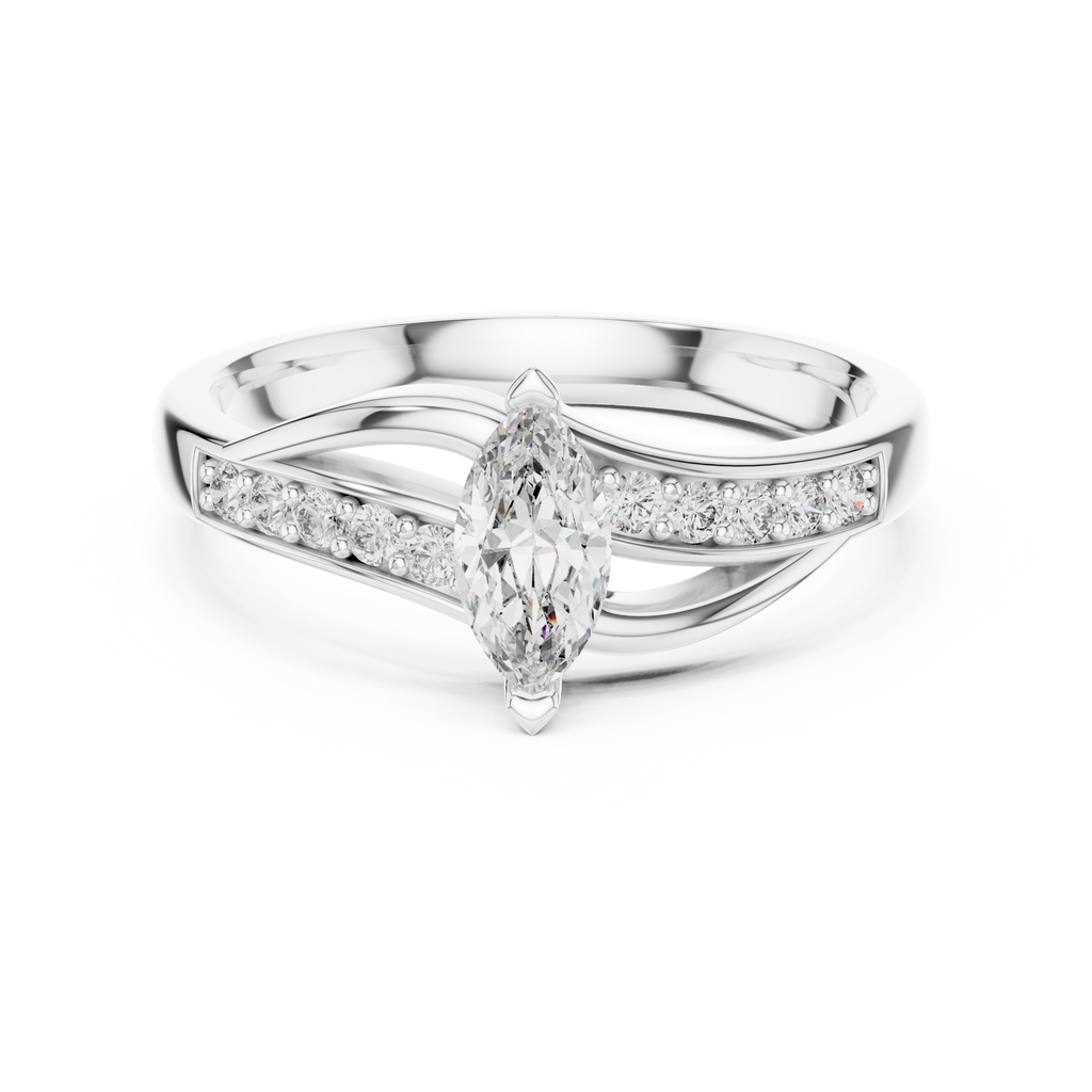 Modern Twist Marquise Solitaire Diamond Ring