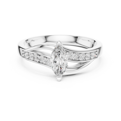 Modern Twist Marquise Solitaire Diamond Ring