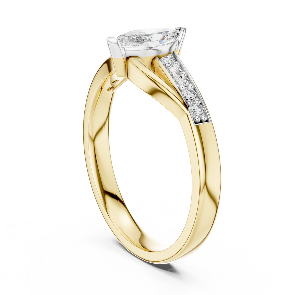 Modern Twist Marquise Solitaire Diamond Ring
