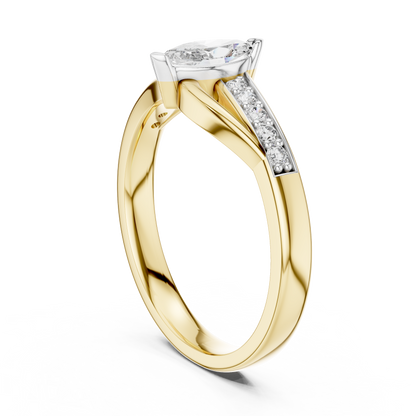 Modern Twist Marquise Solitaire Diamond Ring