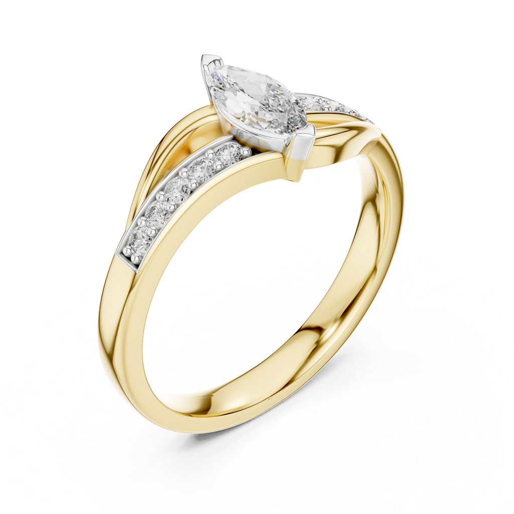 Modern Twist Marquise Solitaire Diamond Ring