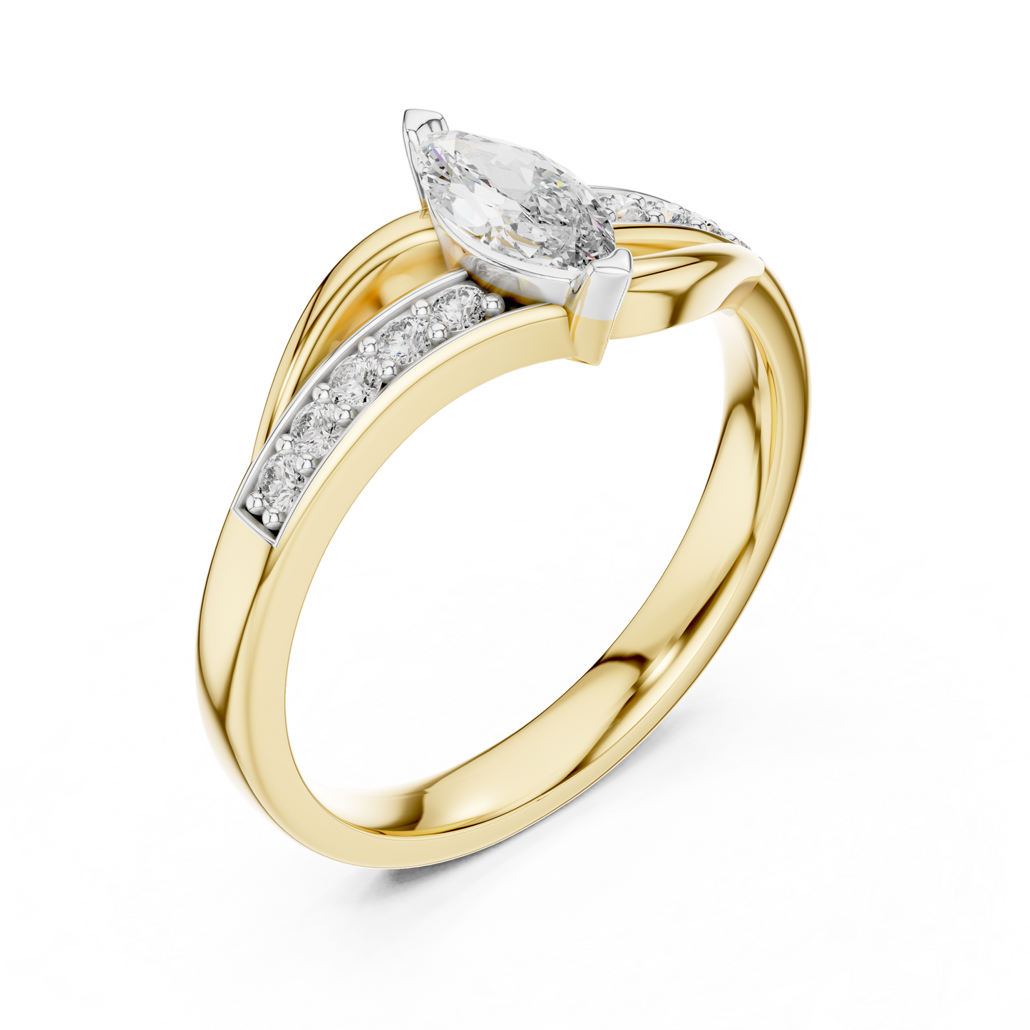 Modern Twist Marquise Solitaire Diamond Ring