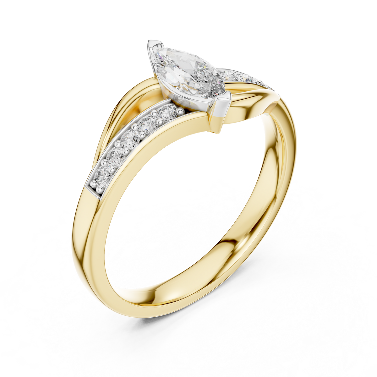 Modern Twist Marquise Solitaire Diamond Ring