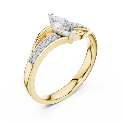 Modern Twist Marquise Solitaire Diamond Ring