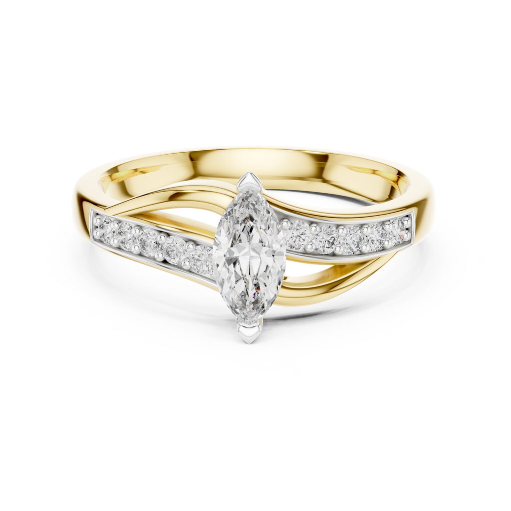 Modern Twist Marquise Solitaire Diamond Ring