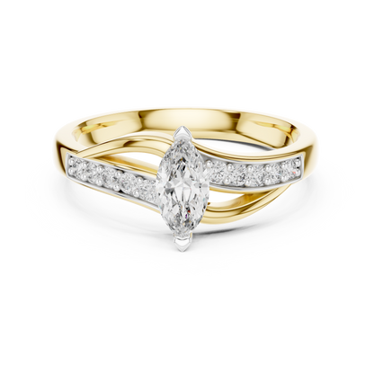 Modern Twist Marquise Solitaire Diamond Ring
