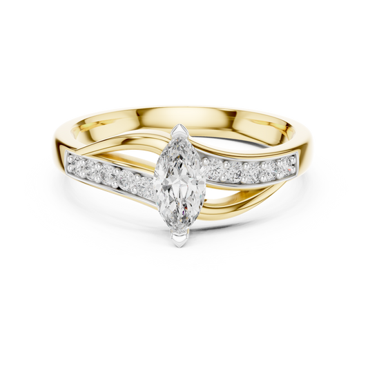Modern Twist Marquise Solitaire Diamond Ring