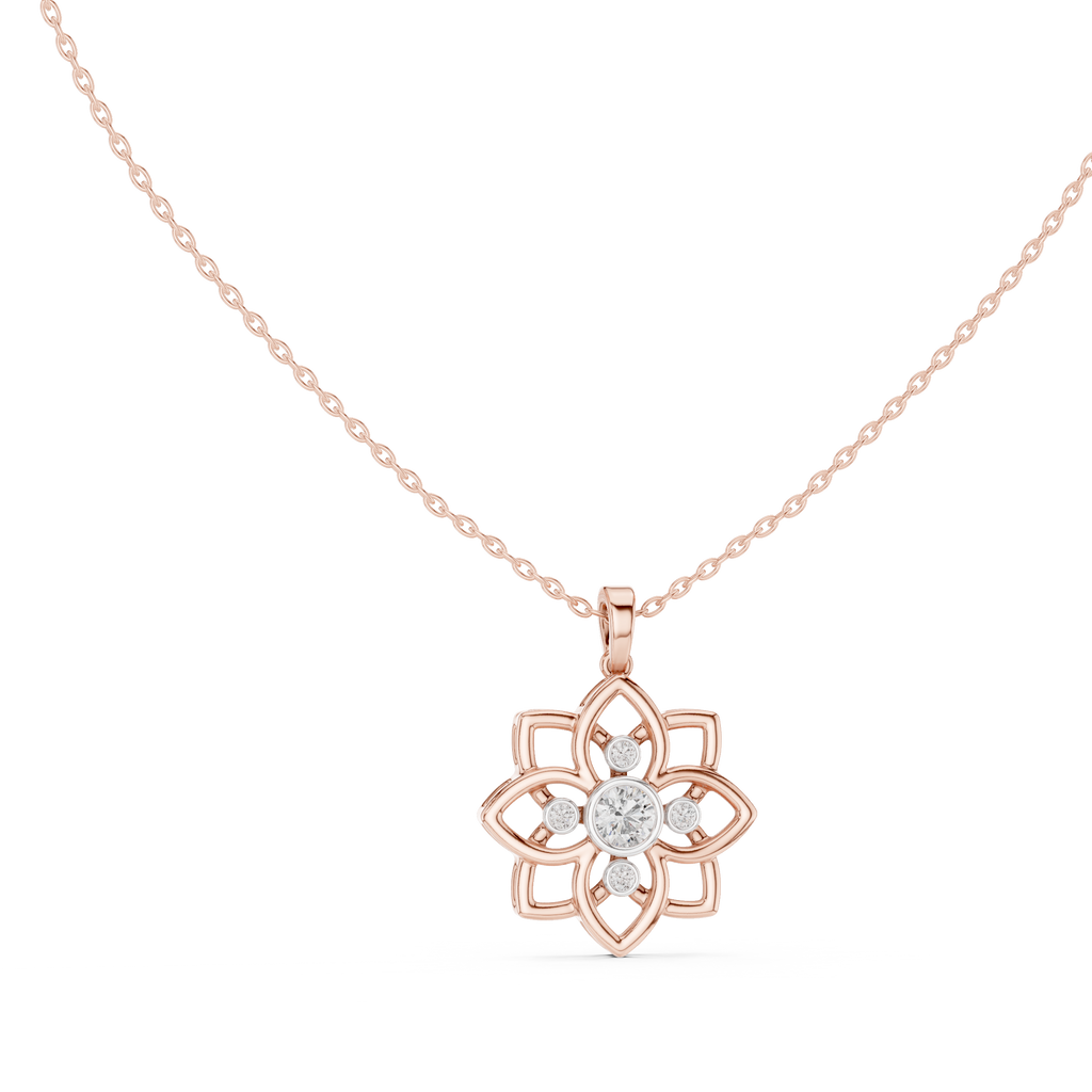 Premium  Flower Shape Diamond Necklace