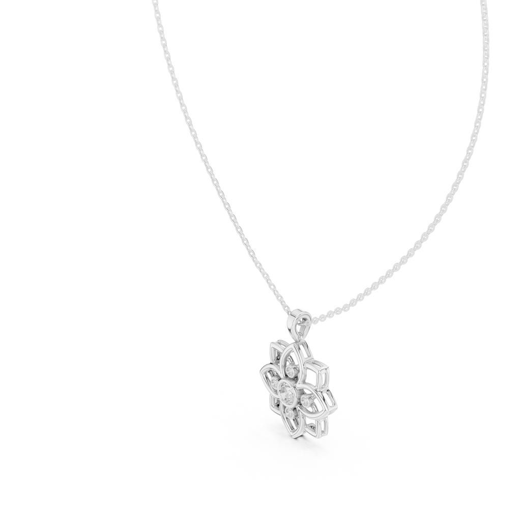 Premium  Flower Shape Diamond Necklace