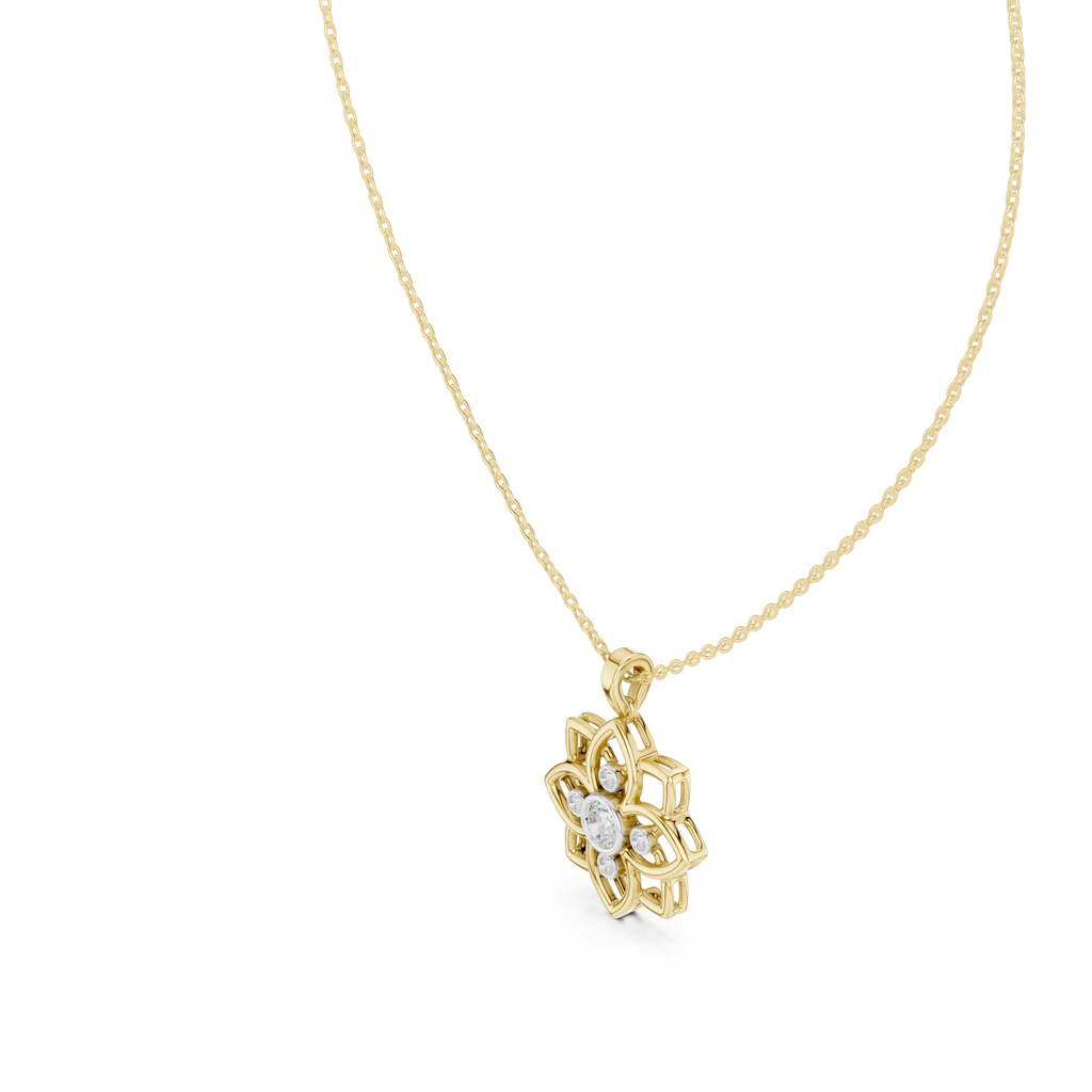 Premium  Flower Shape Diamond Necklace