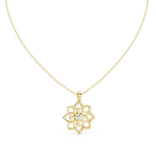 Premium  Flower Shape Diamond Necklace