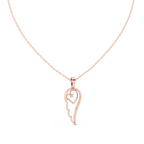 Minimal Angel Wing Heart Diamond Pendant