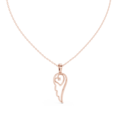 Minimal Angel Wing Heart Diamond Pendant