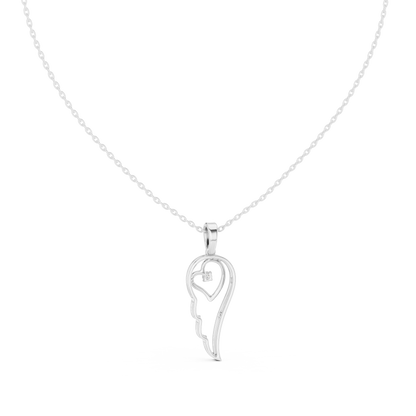 Minimal Angel Wing Heart Diamond Pendant