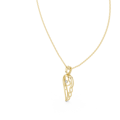 Minimal Angel Wing Heart Diamond Pendant