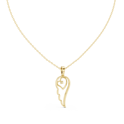 Minimal Angel Wing Heart Diamond Pendant