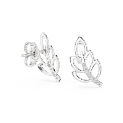 Modern Leaf Shape Diamond Stud Earrings