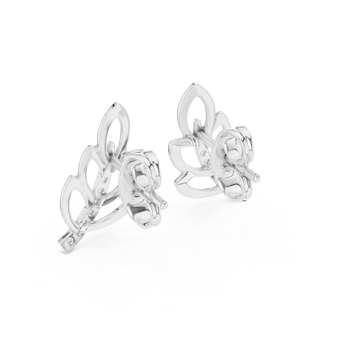 Modern Leaf Shape Diamond Stud Earrings