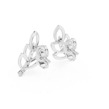 Modern Leaf Shape Diamond Stud Earrings