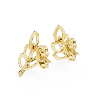 Modern Leaf Shape Diamond Stud Earrings