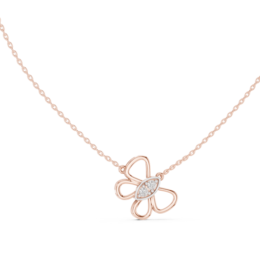 Designer Rose Gold Butterfly Pendant Necklace
