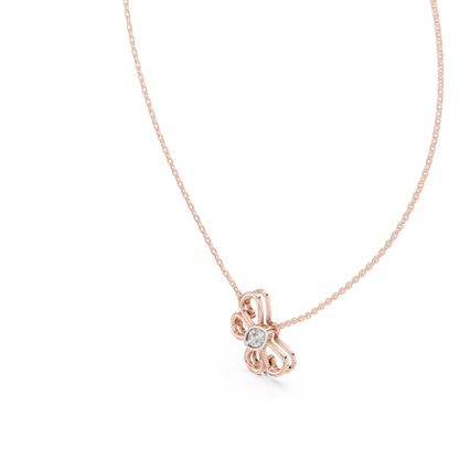 Designer Rose Gold Butterfly Pendant Necklace