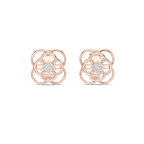 Floral Clover Diamond Stud Earrings in Gold