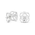 Floral Clover Diamond Stud Earrings in Gold
