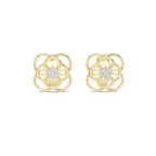 Floral Clover Diamond Stud Earrings in Gold
