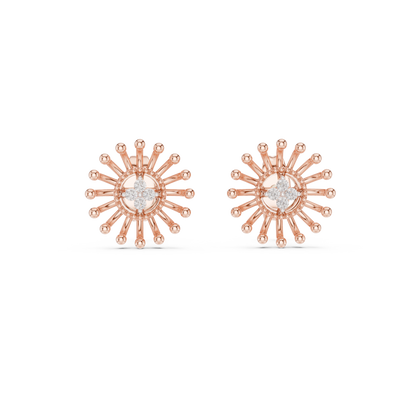 Gold Beaded Sun Halo Earrings with Four-Stone Diamond
