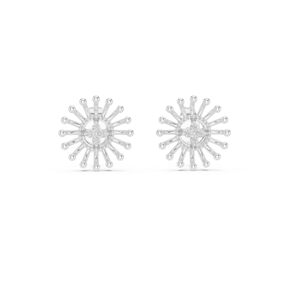 Gold Beaded Sun Halo Earrings with Four-Stone Diamond