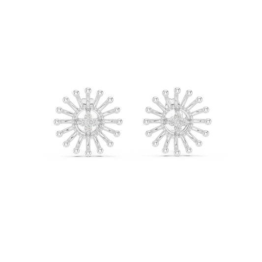 Gold Beaded Sun Halo Earrings with Four-Stone Diamond