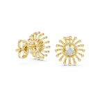 Gold Beaded Sun Halo Earrings with Four-Stone Diamond