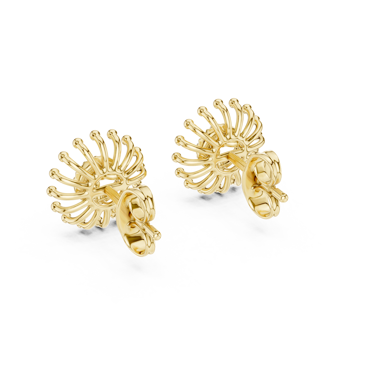 Gold Beaded Sun Halo Earrings with Four-Stone Diamond