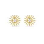Gold Beaded Sun Halo Earrings with Four-Stone Diamond